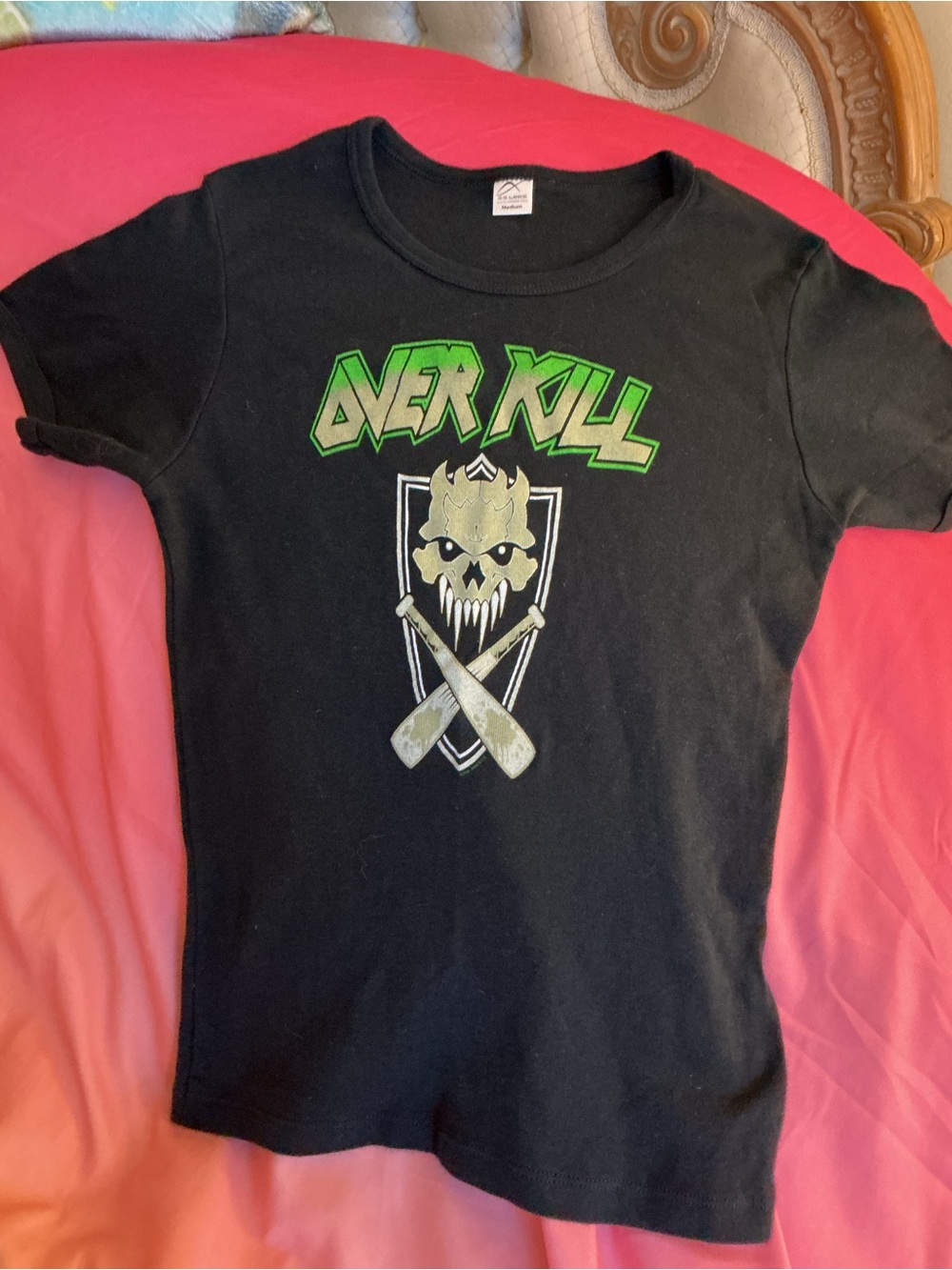 Over Kill Vintage Graphic Babydoll Tee in Black Size Medium